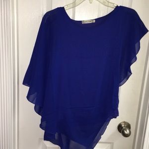 Blue Asymmetric Blouse